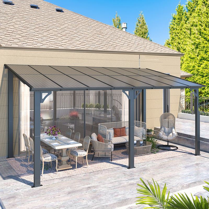 AECOJOY 8' x 16' Hardtop Gazebo Outdoor Aluminum Pergola For Garden, Patio, Backyard-Black