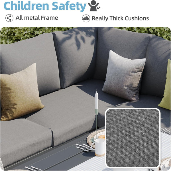 AECOJOY 7 Pieces Metal Patio Furniture Sets with Waterproof Cover on sale Patio Conversation Set Outdoor Sectional Sofa Metal Dining Furniture, Gray