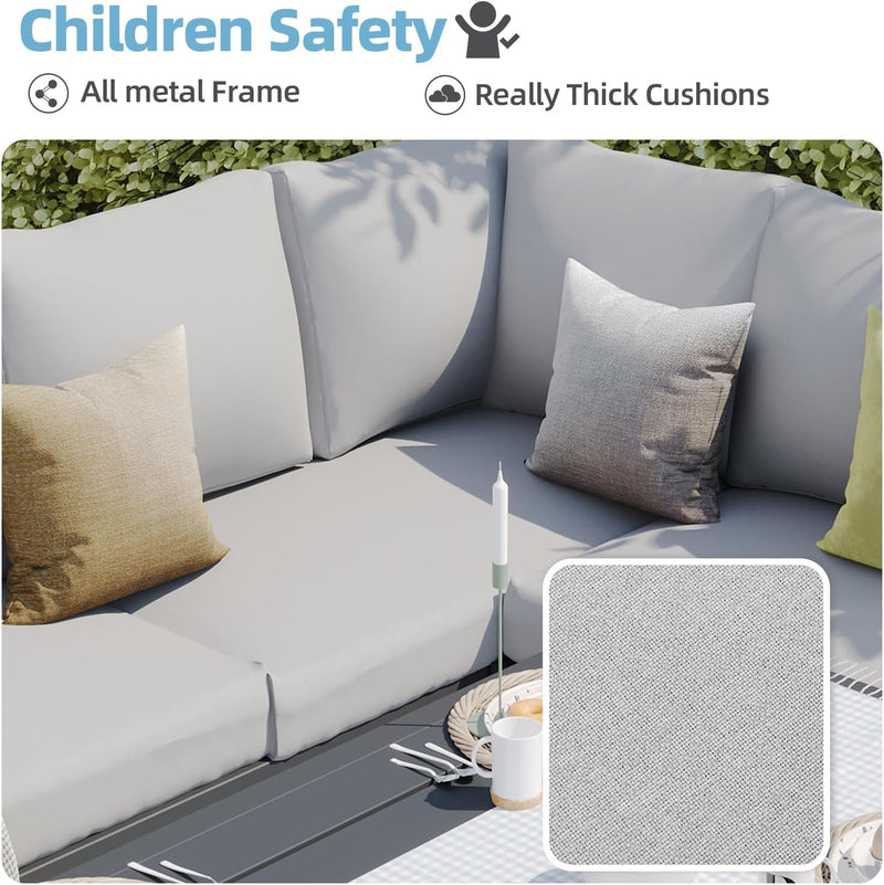 AECOJOY 7 Pieces Metal Patio Furniture Sets with Waterproof Cover on sale Patio Conversation Set Outdoor Sectional Sofa Metal Dining Furniture, Light Gray