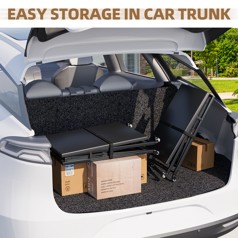 AECOJOY Foldable Outdoor Grill Cart Rolling Dining Table with Three-Shelf,Garden Patio BBQ Kitchen Food Prep Cart,Black