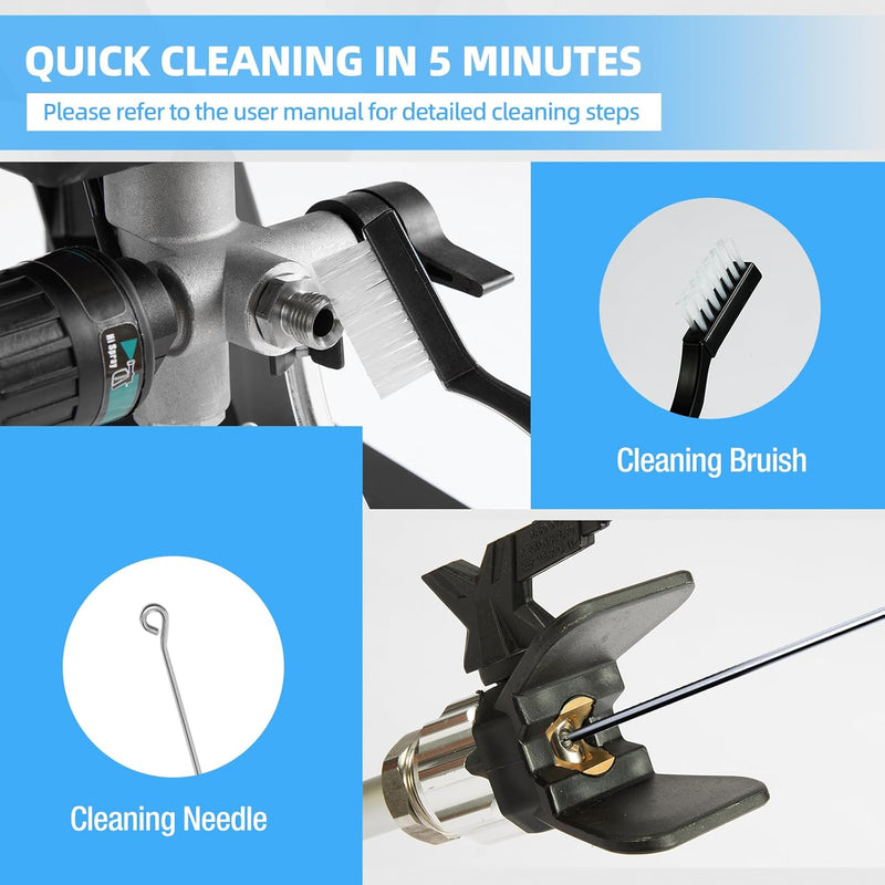 YODOLLA OStand Airless Paint Sprayer, 700W 2900PSI Highly Efficient DIY Painting Projects, Extension Rod and Cleaning Kits for Interior Exterior Garage House Furniture Fence Home, Black