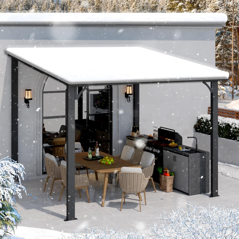 YODOLLA 10' x 10' Hardtop Gazebo, Heavy Duty Outdoor Gazebo with Galvanized Steel Sloping Roof, All Weatherproof Metal Gazebo Featuring Vertical Stripes for Patio, Backyard, and Lawns