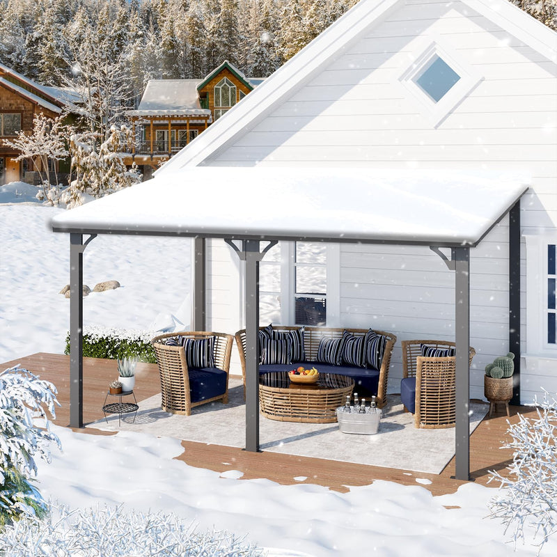 YODOLLA 10' x 14' Hardtop Gazebo, Heavy Duty Outdoor Gazebo with Galvanized Steel Sloping Roof, All Weatherproof Metal Gazebo Featuring Vertical Stripes for Patio, Backyard, and Lawns