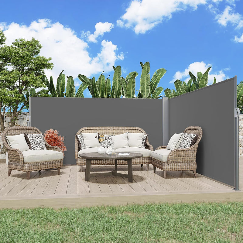 YODOLLA 236" x 63" Gray Polyester Outdoor Panel Privacy Screen