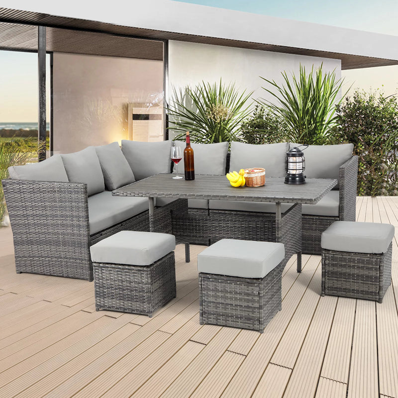 Danrelax 7-Pieces Patio Conversation Set, Outdoor Sectional Sofa gray