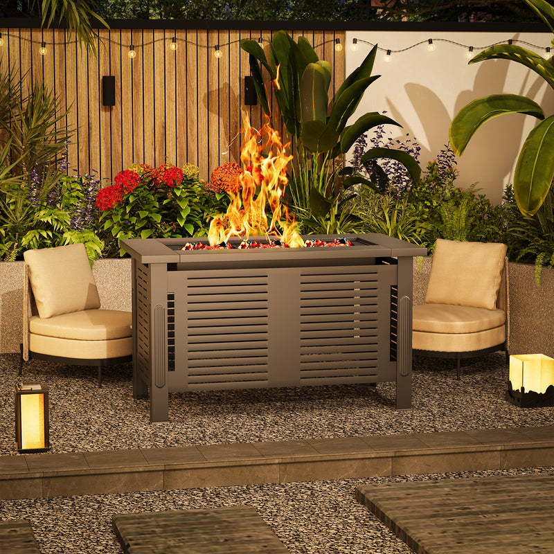 YODOLLA 43" Fire Pits for Outside Outdoor Fire Pit Table with Removable Lid & Waterproof Cover and Tables