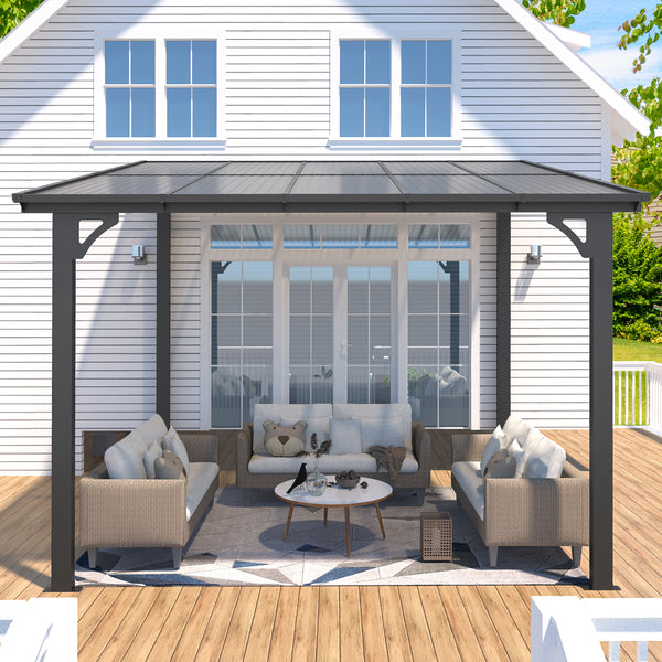 AECOJOY 8' x 10' Hardtop Gazebo Outdoor Aluminum Pergola For Garden, Patio, Backyard-Gray