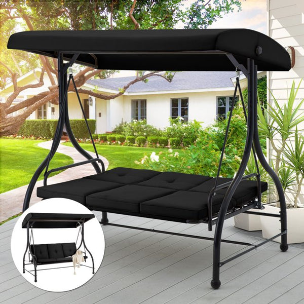 AECOJOY 3 Person Canopy Steel Porch Swing