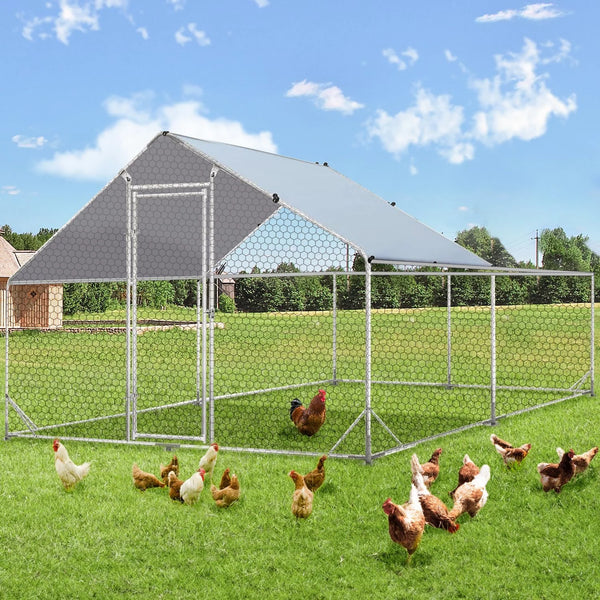 130 Sq.Ft. Chicken Coop Run Clearance,Silver