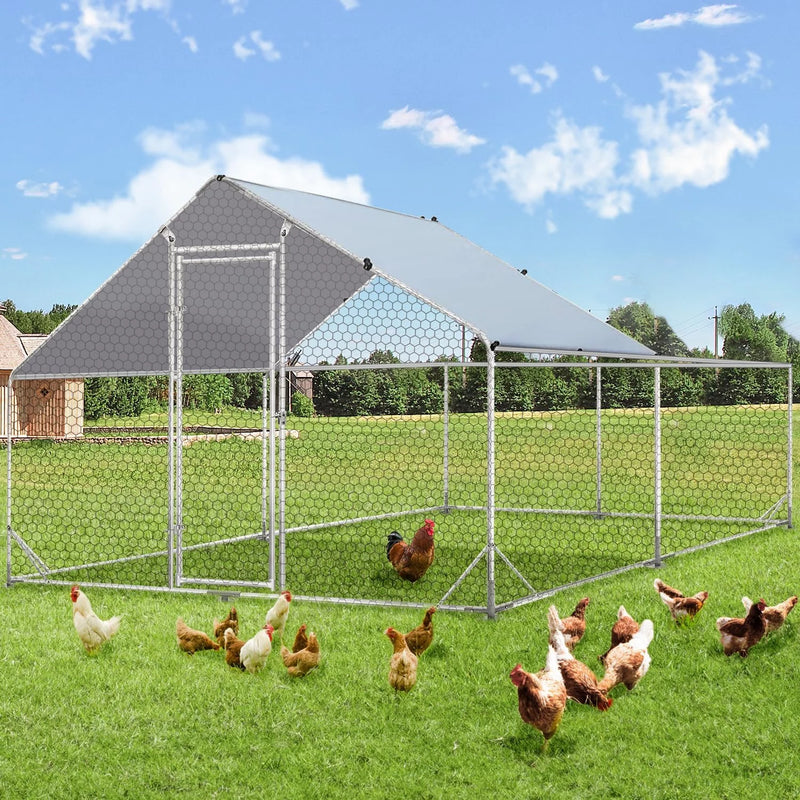 130 Sq.Ft. Chicken Coop Run Clearance,Silver