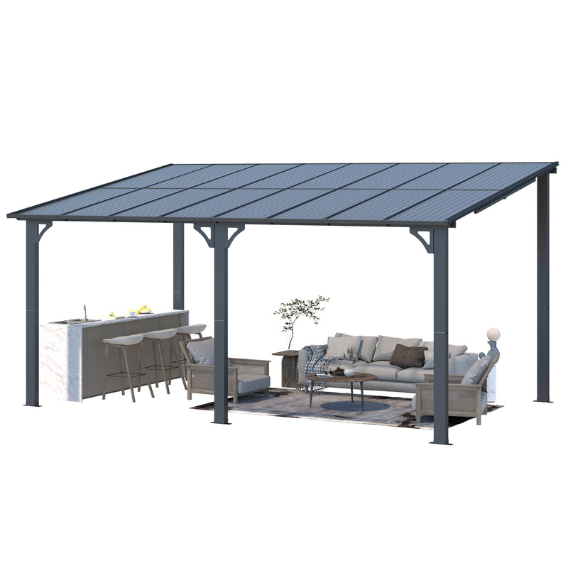 AECOJOY 10' x 16' Hardtop Gazebo Outdoor Aluminum Pergola For Garden, Patio, Backyard-Black