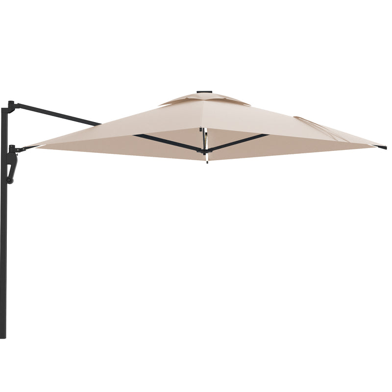 AECOJOY 10 ft Wall Mounted Patio Umbrella Outdoor Rectangle Umbrella with 180° Rotation for Outside in Beige