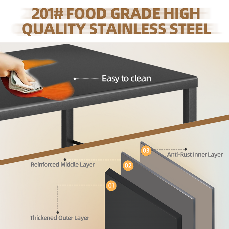 AECOJOY Foldable Outdoor Grill Cart Rolling Dining Table with Three-Shelf,Garden Patio BBQ Kitchen Food Prep Cart,Black