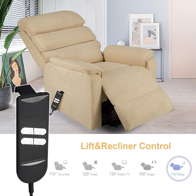 AECOJOY Dual Motor Power Lift Recliner Chair for Elderly with Massage and Heat, Electric Lounge Chair Lift Assist Single Sofa in Beige