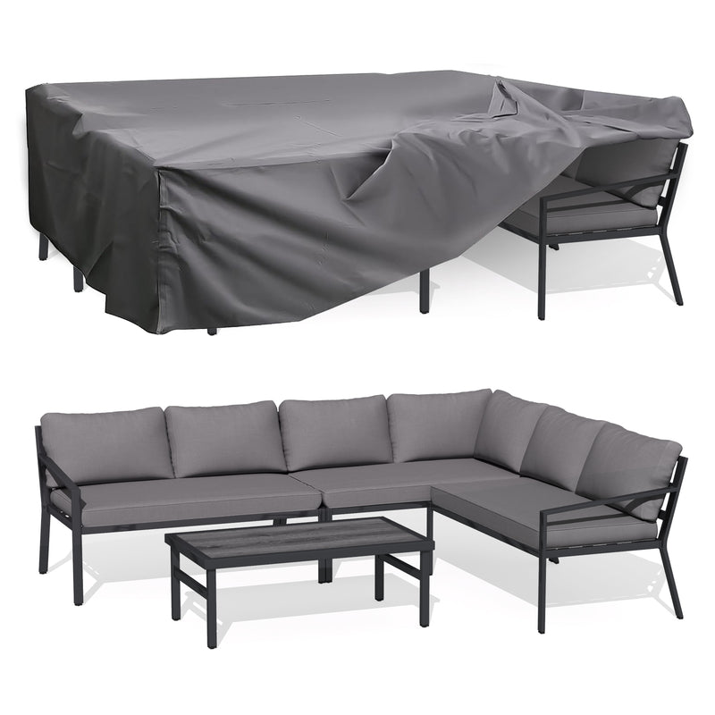 AECOJOY 7 Pieces Aluminum Patio Furniture Set with Waterproof Cover on sale Patio Conversation set For Outdoor with Grey Cushions