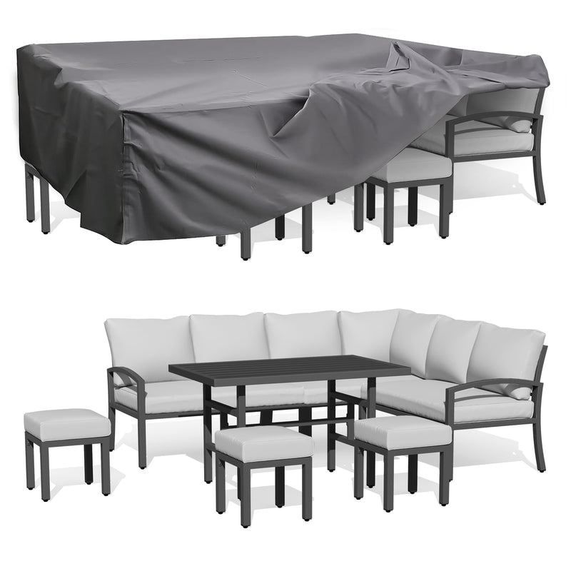 AECOJOY 7 Pieces Metal Patio Furniture Sets with Waterproof Cover on sale Patio Conversation Set Outdoor Sectional Sofa Metal Dining Furniture, Light Gray