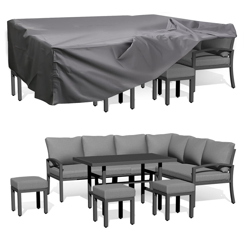 AECOJOY 7 Pieces Metal Patio Furniture Sets with Waterproof Cover on sale Patio Conversation Set Outdoor Sectional Sofa Metal Dining Furniture, Gray