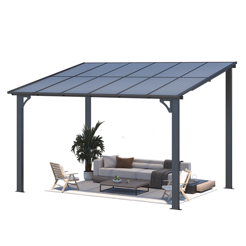AECOJOY 8' x 14' Hardtop Gazebo Outdoor Aluminum Pergola For Garden, Patio, Backyard-Black