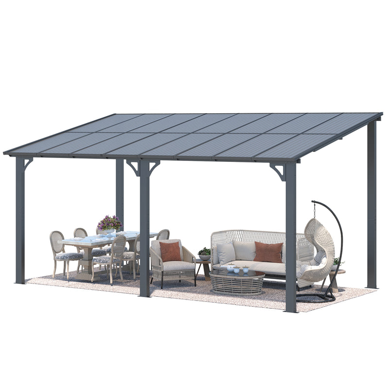 AECOJOY 8' x 16' Hardtop Gazebo Outdoor Aluminum Pergola For Garden, Patio, Backyard-Black