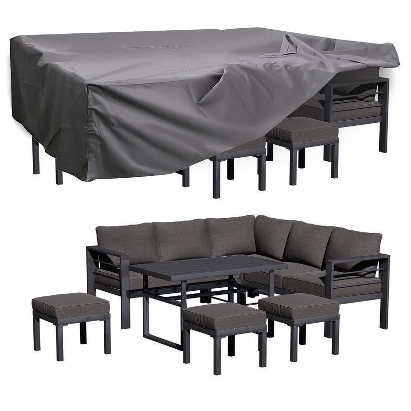 AECOJOY Aluminum Patio Furniture Sets with Waterproof Cloth Cover Outdoor Conversation Sets on Sale for Backyard,Dark Grey