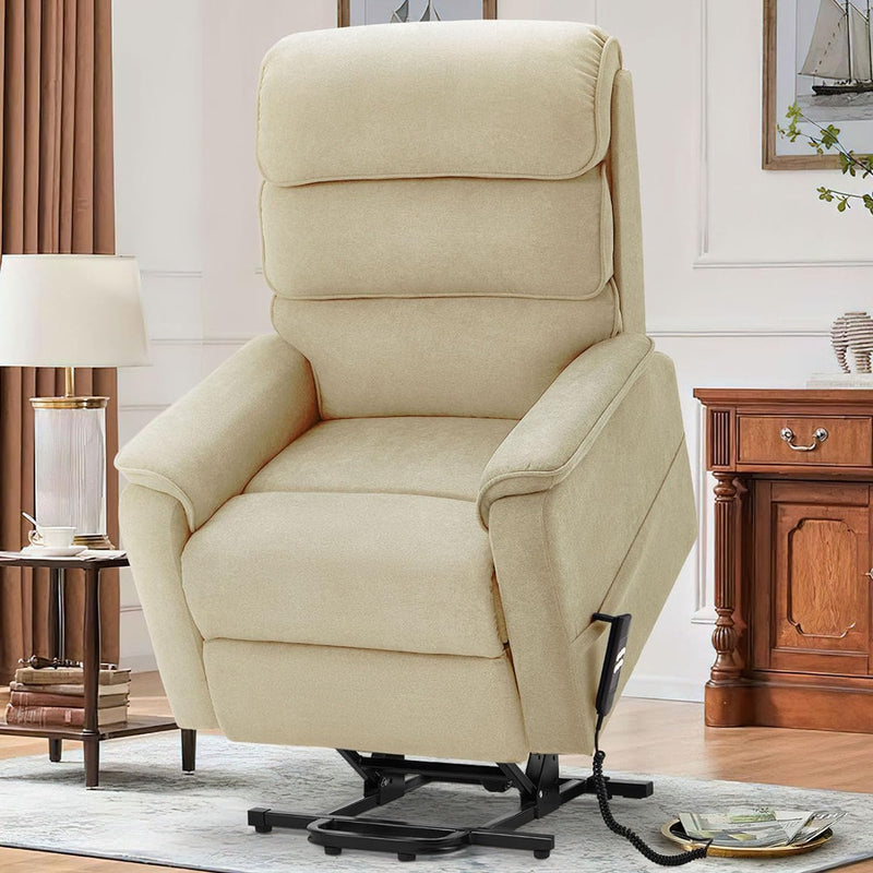 AECOJOY Dual Motor Power Lift Recliner Chair for Elderly with Massage and Heat, Electric Lounge Chair Lift Assist Single Sofa in Beige