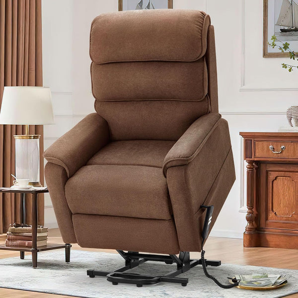 AECOJOY Power Lift Recliner Chair Electric Lounge Chair Lift Assist Single Sofa in Coffee