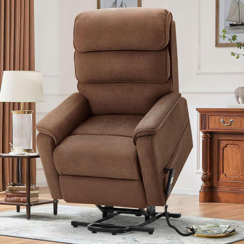 AECOJOY Power Lift Recliner Chair Electric Lounge Chair Lift Assist Single Sofa in Coffee
