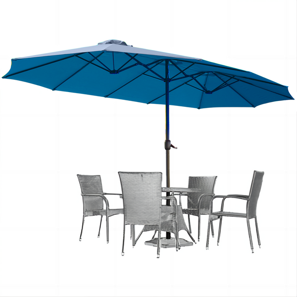 YODOLLA 15 Ft Patio Double Sided Umbrella Large Outdoor Umbrella - Blue