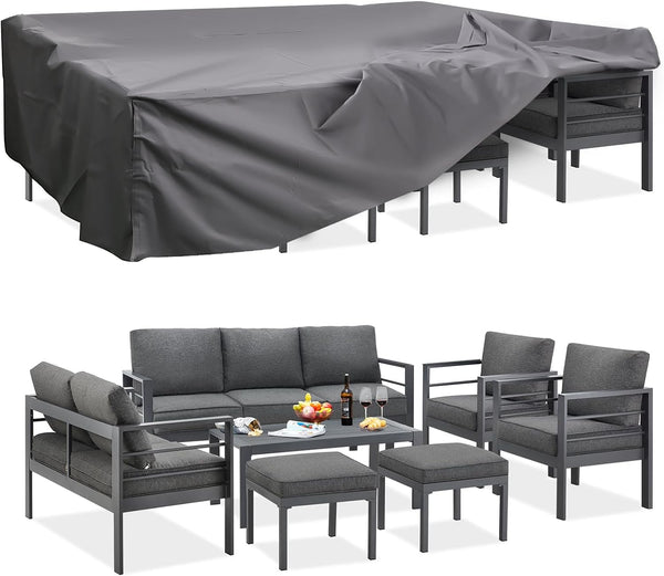 Aluminum Patio Furniture Set with Cover，black