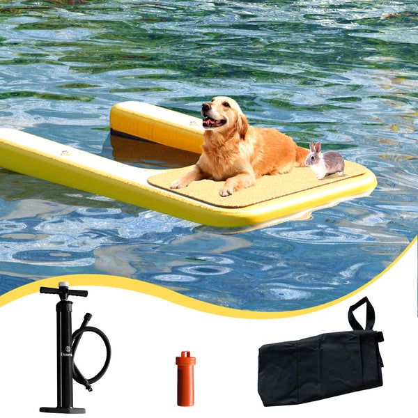 Danrelax Inflatable Dog Pool Ramp - Heavy Duty Floating Dock for Large Dogs, Supports Up to 220 lbs, Claw-Friendly Design, Ideal for Pools, Boats, and Lakes