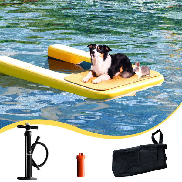 Danrelax Inflatable Dog Pool Ramp - Heavy Duty Floating Dock for Mid Dogs, Supports Up to 200 lbs, Claw-Friendly Design, Ideal for Pools, Boats, and Lakes