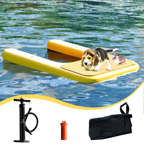 Danrelax Inflatable Dog Pool Ramp - Heavy Duty Floating Dock for Small Dogs, Supports Up to 50 lbs, Claw-Friendly Design, Ideal for Pools, Boats, and Lakes
