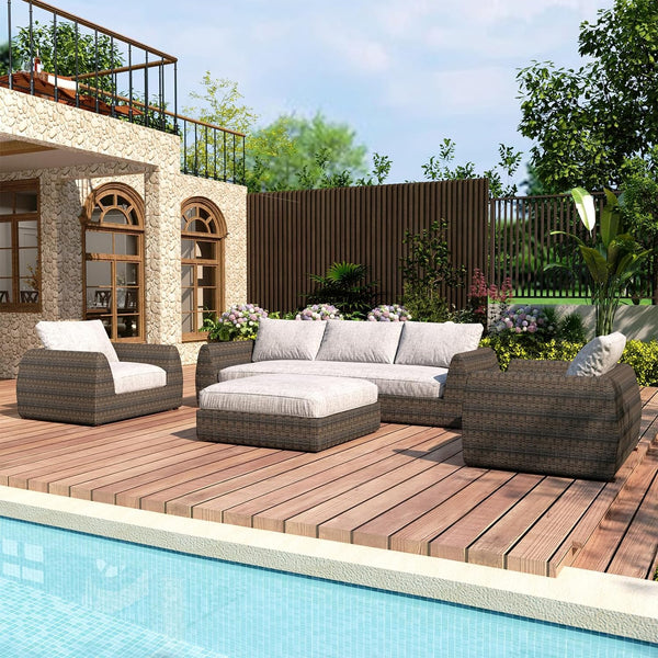 Outdoor Patio Deep Seating Lounge Set 4-Piece Backyard