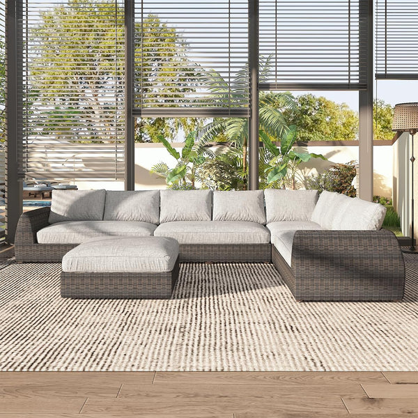 7-Seat Outdoor Patio Deep Seating Lounge Set with Sofa