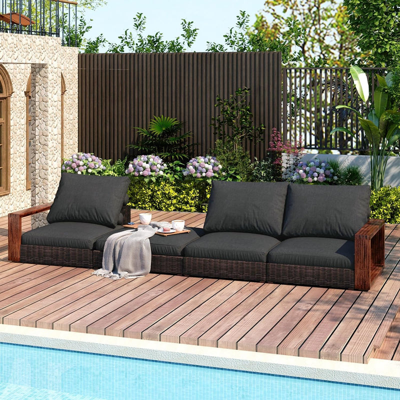 Outdoor Patio Furniture 4-Piece Backyard Deep Seating Lounge Set