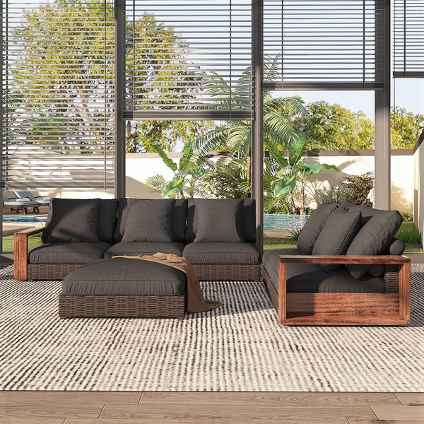 Outdoor Patio Furniture, 4-Piece Backyard Deep Seating Lounge Set