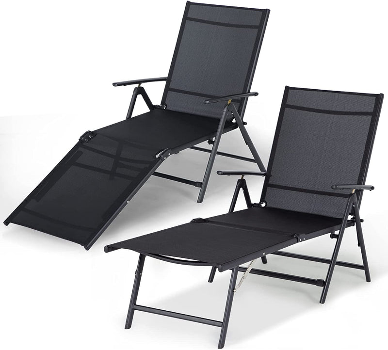 Textile Outdoor Chaise Lounge - Set of 2
