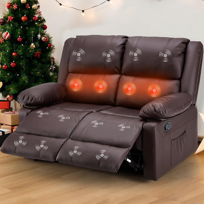 AECOJOY Reclining Loveseat with Heat&Massage Function brown