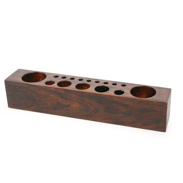 Danrelax Mahogany Pen Holder for Desk with Different Size Holes, 24*3.7*3.5 in