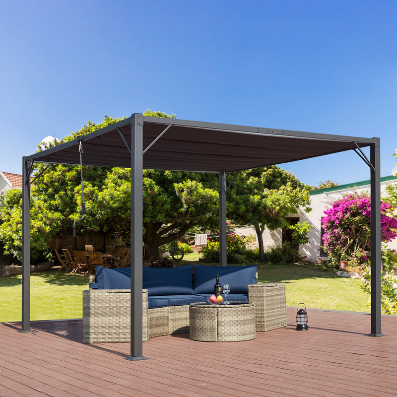 AVAWING 10FT x 13FT Patio Louvered Pergola with Aluminum Frame, Retractable Pergola Canopy Sun Shade with Adjustable Roof for Beach, Yard