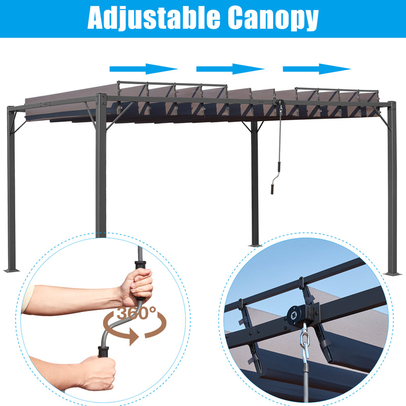 AVAWING 10FT x 13FT Patio Louvered Pergola with Aluminum Frame, Retractable Pergola Canopy Sun Shade with Adjustable Roof for Beach, Yard