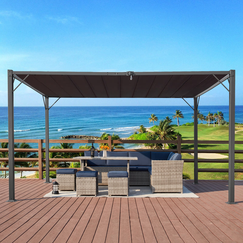 AVAWING 10FT x 13FT Patio Louvered Pergola with Aluminum Frame, Retractable Pergola Canopy Sun Shade with Adjustable Roof for Beach, Yard