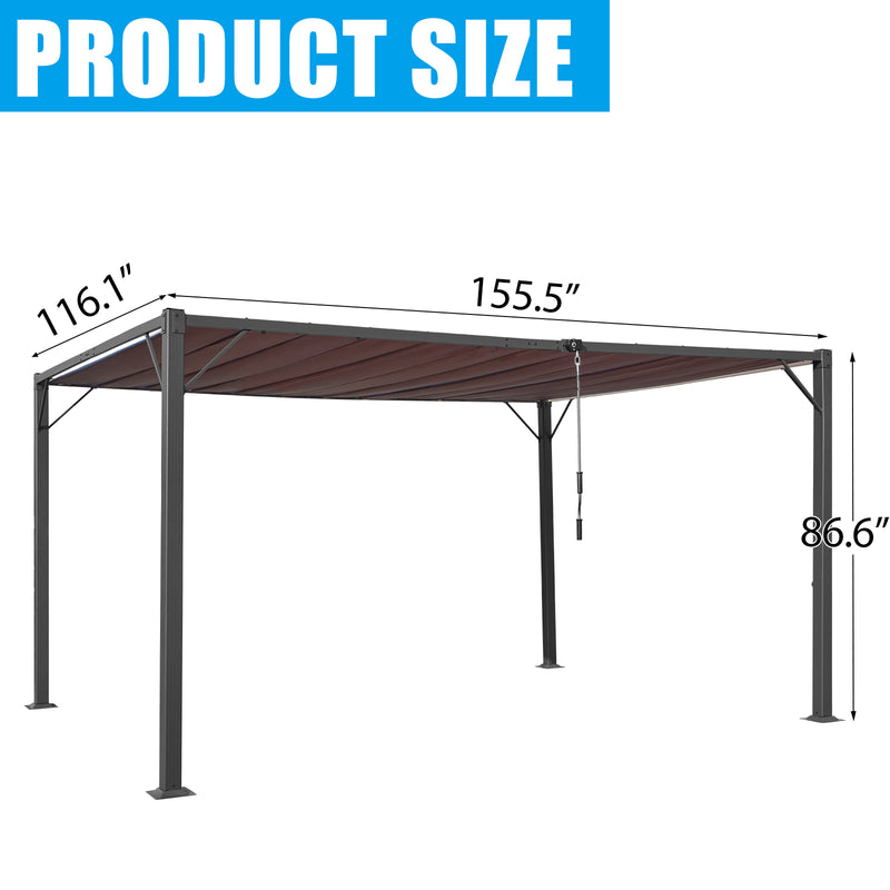 AVAWING 10FT x 13FT Patio Louvered Pergola with Aluminum Frame, Retractable Pergola Canopy Sun Shade with Adjustable Roof for Beach, Yard