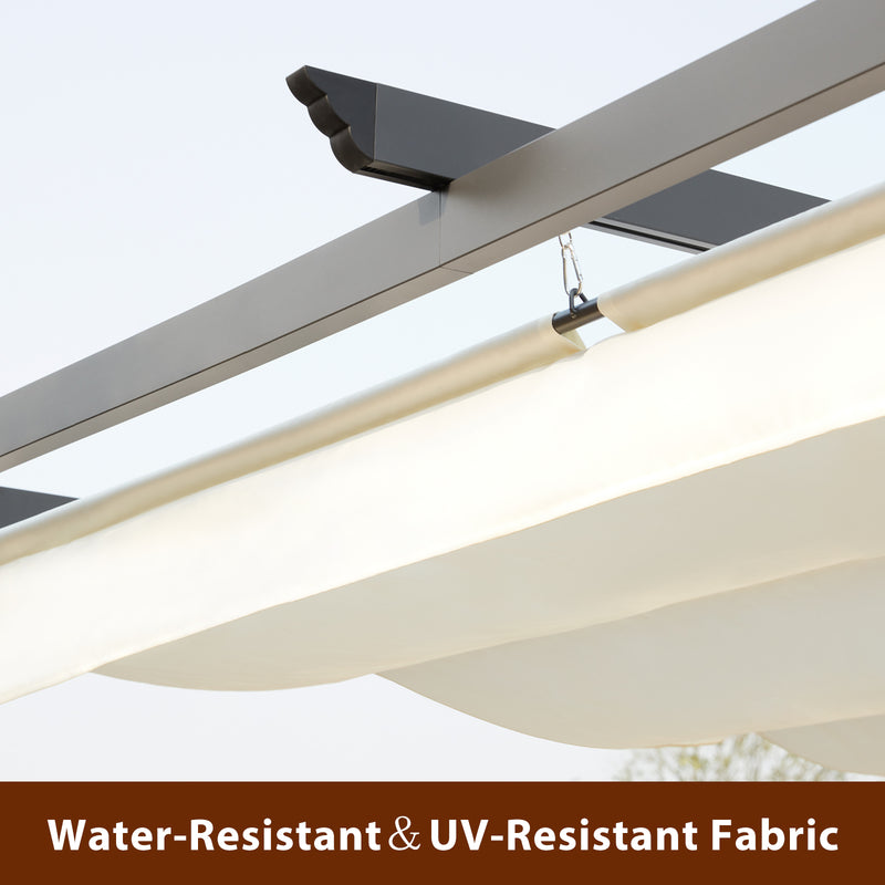 AVAWING 10FT x 13FT Outdoor Pergola, Garden Retractable Pergola Canopy Sun Shade Aluminum Frame Pergola(UV Resistant & Waterproof) for Porch, Beach,Beige