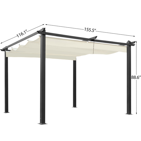 AVAWING 10FT x 13FT Outdoor Pergola, Garden Retractable Pergola Canopy Sun Shade Aluminum Frame Pergola(UV Resistant & Waterproof) for Porch, Beach,Beige