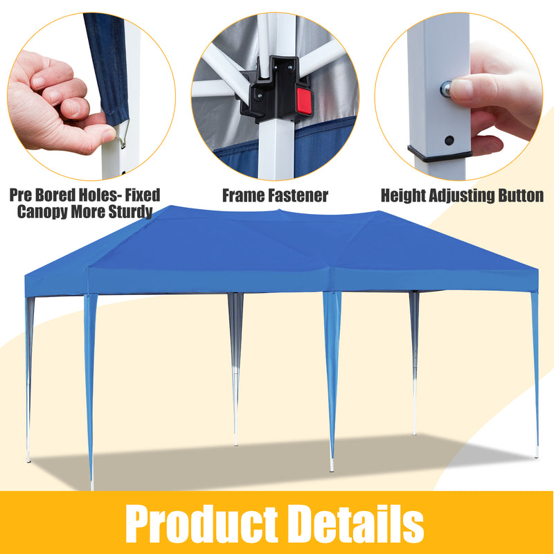 AVAWING 10 x 20 Canopy Tent Popup Patio Wedding Gazebo Folding Tents for Camping Instant Tent for Parties, Waterproof, Blue