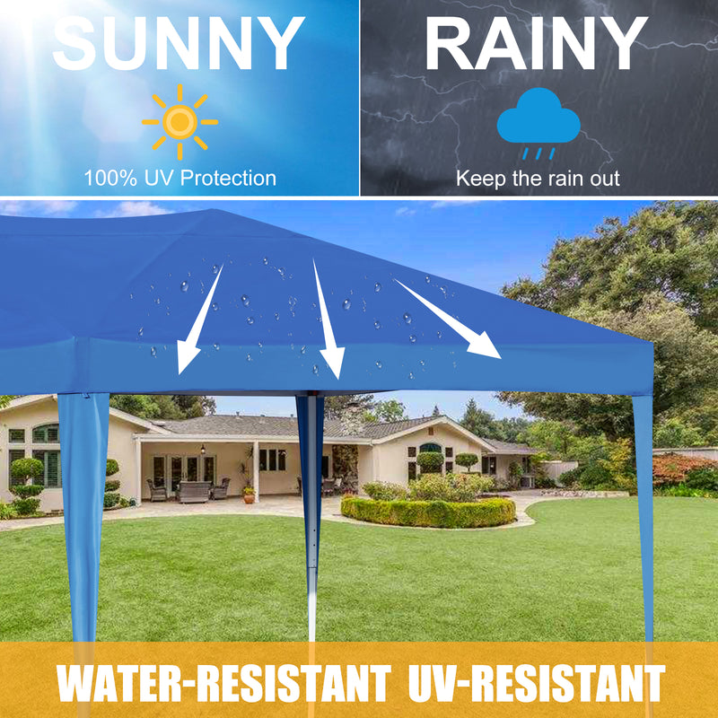 AVAWING 10 x 20 Canopy Tent Popup Patio Wedding Gazebo Folding Tents for Camping Instant Tent for Parties, Waterproof, Blue