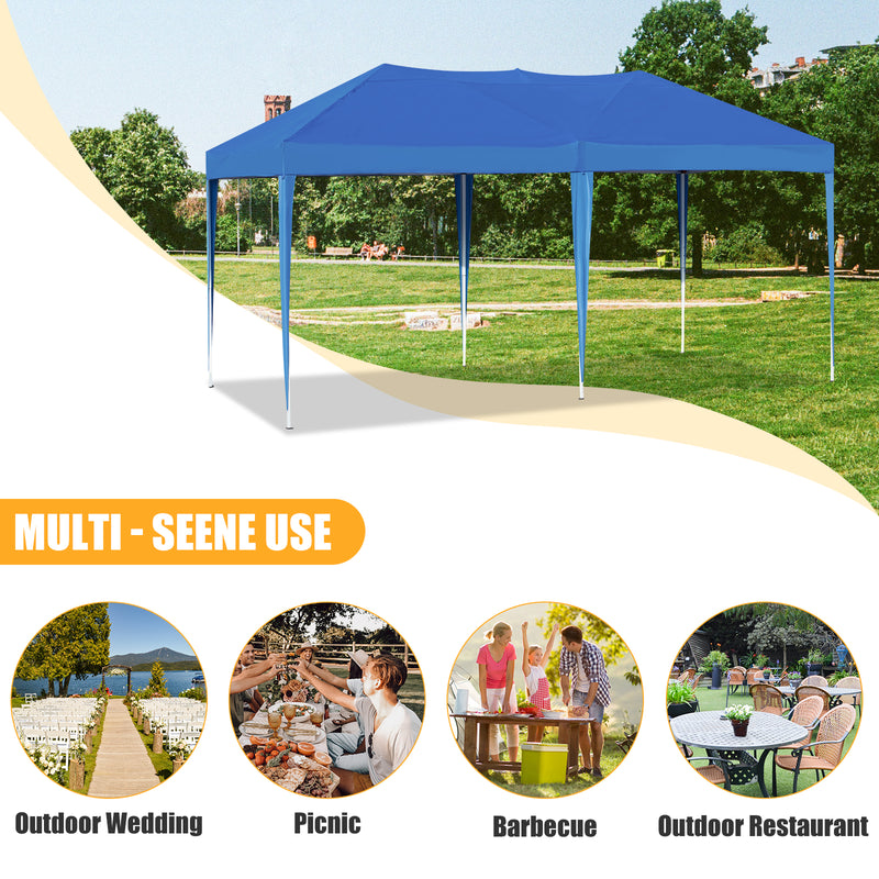 AVAWING 10 x 20 Canopy Tent Popup Patio Wedding Gazebo Folding Tents for Camping Instant Tent for Parties, Waterproof, Blue