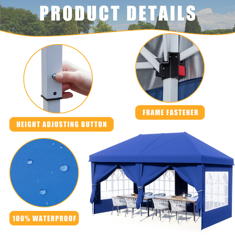 AVAWING 10 x 20 Canopy Tents with Sidewalls Popup Patio Wedding Gazebo Folding Tents for Camping Instant Tent for Parties, Waterproof, Blue