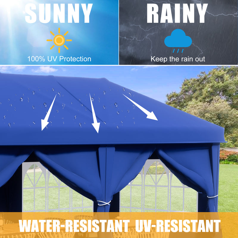 AVAWING 10 x 20 Canopy Tents with Sidewalls Popup Patio Wedding Gazebo Folding Tents for Camping Instant Tent for Parties, Waterproof, Blue
